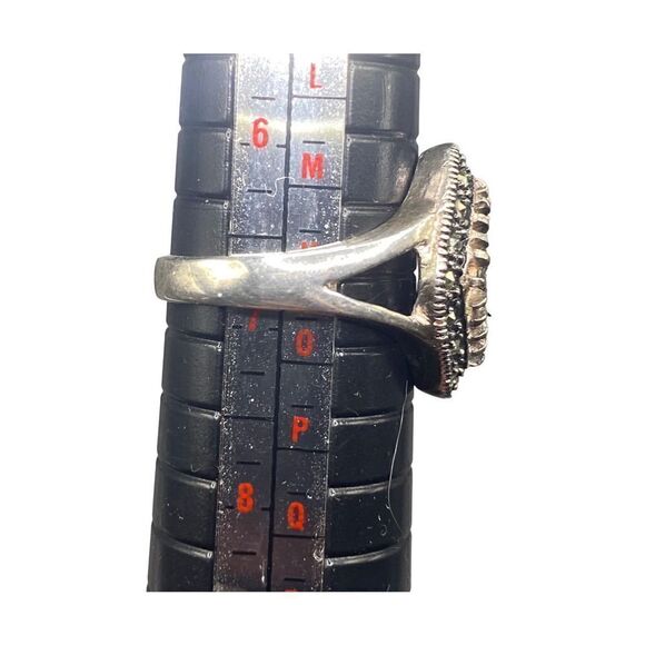 Sterling Silver 925 Marcasite black spinel ring open work weave size 7 - Picture 7 of 7